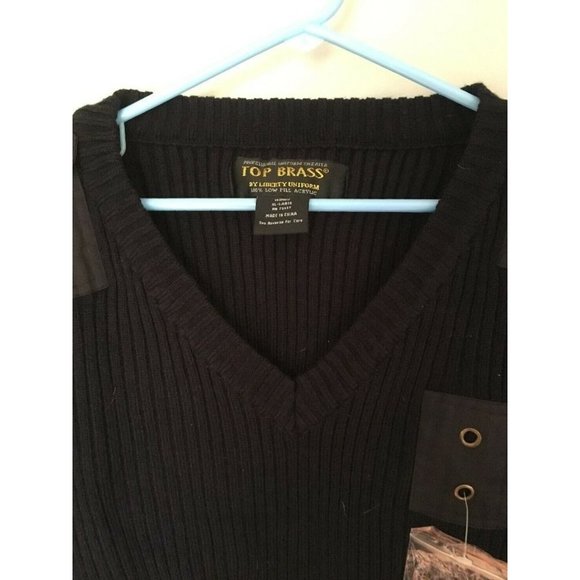 Liberty Uniform Top Brass Sweater Navy Blue XL epaulets reinforced elbows - Picture 4 of 8